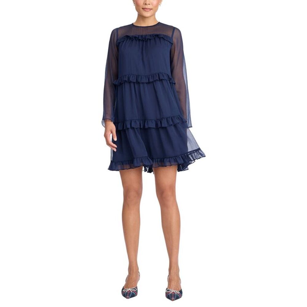 Draper James Womens Frannie Ruffle Mini Dress